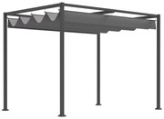 Outsunny Pérgola 3x2m Pérgola de Jardim com Teto Retrátil de Poliéster com Revestimento Resistente para Celebrações Festas Casamento Cinza