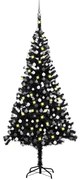 Árvore Natal artificial pré-iluminada c/ bolas 240cm PVC preto