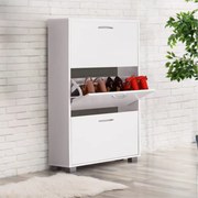 Armário para sapatos com 3 portas 115 x 61 x 24 cm Branco