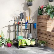 Organizador de ferramentas de jardim com ganchos para ferramentas de garagem, de 3 níveis, 84 x 53 x 73 cm