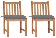vidaXL Cadeiras de jardim c/ almofadões 2 pcs madeira de teca maciça