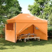 vidaXL Tenda para festas pop-up dobrável c/ 4 paredes laterais laranja