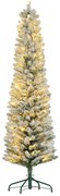 HOMCOM Árvore de Natal 180 cm Árvore de Natal Artificial Nevada com 150 Luzes LED 329 Ramos Verde e Branco