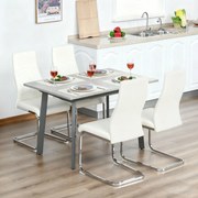 Conjunto de 4 Cadeiras de Sala de Jantar (MESA NÃO INCLUIDA) com Assento Acolchoado e Pés de Metal Cadeiras Cantilever Modernas 45x61x98 cm Creme