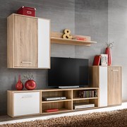 Conjunto de Armário de TV em 5 Peças na Madeira Engenharia Branco e Ca