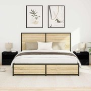 Criados-mudos vidaXL com luzes LED 2 pcs Carvalho Preto 50x40x45 cm