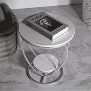 MESA DE APOIO CORAÇÃO Ø 40X45,5 CM PRATA E BRANCO