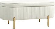 HOMCOM Banco de Arrumação em Veludo 72 L Pés Dourados 108x44x43,5 cm Creme | Aosom Portugal