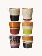 Canecas pintadas à mão com vidrado reativo 70's, conjunto de 6