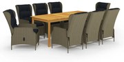 vidaXL 9 pcs conjunto de jantar para jardim castanho