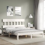 Estrutura de cama King Size com cabeceira madeira maciça branco