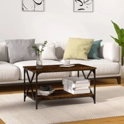 vidaXL Mesa de centro 80x50x45 cm deriv. madeira/ferro carvalho fumado