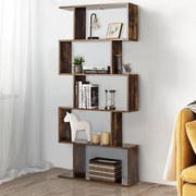 Estante S com 5 Níveis Prateleira Multiuso de Madeira em Estilo Industrial para Sala Quarto Casa escritório 70 x 24 x 158 cm Castanho rústico