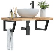 vidaXL Prateleira de parede p/ lavatório aço/madeira de acácia maciça