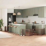 vidaXL Portão cães c/ porta dobrável 8 painéis 640 cm álamo castanho