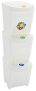 vidaXL Caixotes do lixo empilháveis 3 pcs 75 L polipropileno branco