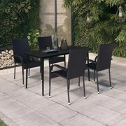 5 pcs Conjunto de jantar para jardim preto