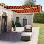 vidaXL Toldo retrátil manual independente 450x350cm laranja e castanho