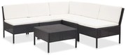 vidaXL 6 pcs conjunto lounge de jardim c/ almofadões vime PE preto