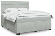 Cama com molas/colchão 200x200 cm veludo cinzento-claro