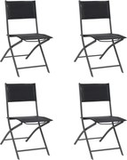vidaXL Cadeiras de exterior dobráveis 4 pcs aço e textilene