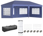Outsunny Tenda Dobrável com 4 Paredes Laterais Amovíveis 4 Janelas e Bolsa de Transporte 585x295x270 cm Azul | Aosom Portugal
