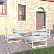 4 pcs conjunto lounge de jardim pinho maciço branco