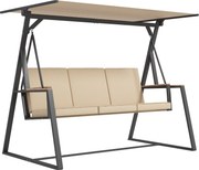Outsunny Baloiço estilo Hollywood para jardim 3 lugares, com toldo, resistente às intempéries, Bege + Preto | Aosom Portugal