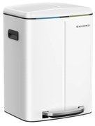 SONGMICS Lixeira Dupla, 2 Lixeiras de Cozinha de 20 L, Lixeira de Metal com Dois Compartimentos, com Baldes Internos de Plástico, Tampas e Alças de Fecho Suave, Selo de Odor, Branca LTB40WT