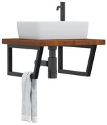 vidaXL Prateleira de parede p/ lavatório aço/madeira carvalho maciça