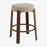 Banqueta Alta Em Tecido Chenille E Ferro Jolie Castanho Madeira Escura & ↑65 Cm & Chenille Castanho Trigo - Sklum