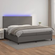 vidaXL Cama box spring c/ colchão/LED 200x200cm couro artificial cinza