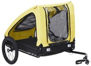 vidaXL Reboque bicicleta p/ animais amarelo e preto