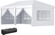 Outsunny Tenda para Festas 6x3 m Tenda de Jardim com Paredes Laterais Amovíveis 2 Portas com Zíper 4 Janelas e Bolsa de Transporte Branco | AOSOM Portugal