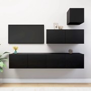 vidaXL 4 pcs conjunto de móveis de TV derivados de madeira preto