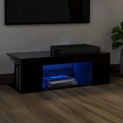 Móvel de TV com luzes LED 90x39x30 cm preto