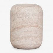 Mesa De Cabeceira Redonda Ø35 Cm Em Cimento Fonelas Look Travertino - Sklum