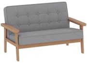 AIYAPLAY Sofá para Crianças de 2 Lugares Poltrona Infantil com Estrutura de Madeira Assento e Encosto Acolchoados 77x42x48 cm Cinzento | Aosom Portugal