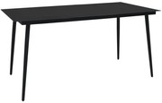 Mesa de jantar para jardim 190x90x74 cm aço e vidro preto