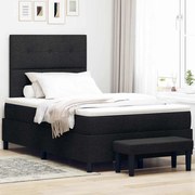 vidaXL Cama Box com Colchão e Banco Preto 120x190 cm Tecido