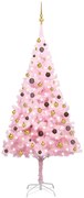 vidaXL Árvore Natal artificial pré-iluminada c/ bolas PVC rosa