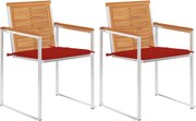 vidaXL Cadeiras de jardim com almofadões 2 pcs acácia maciça e aço