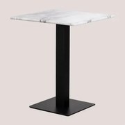 Mesa Bar Quadrada Em Mármore Livanto Mármore Branco & ↔︎ 60 Cm & Preto - Sklum