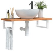 vidaXL Prateleira de parede p/ lavatório aço/madeira de faia maciça