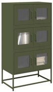 vidaXL Aparador alto 68x39x123 cm aço verde azeitona