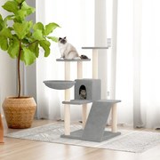 vidaXL Árvore p/ gatos c/ postes arranhadores sisal 94 cm cinza-claro