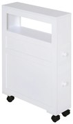 HOMCOM Armário Casa de Banho para Espaços Reduzidos com 4 Rodas Prateleira Aberta e Gavetas 16x52x71,5 cm Branco | Aosom Portugal