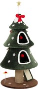 PawHut Árvore Arranhadora para Gatos 132 cm com 2 Casinhas Design de Natal Escada de Sisal Verde | Aosom Portugal