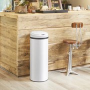 Caixote do lixo em aço inoxidável com sensor e até 50 L, Ø31 x 78 cm Branco
