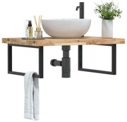 vidaXL Prateleira de parede p/ lavatório aço/madeira de acácia maciça